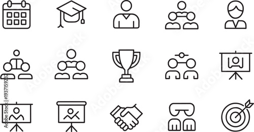 Business education communication icon set