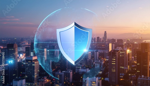 Advanced Cyber Security Network Protection Concept with Digital Data Shield and Secure Technology System