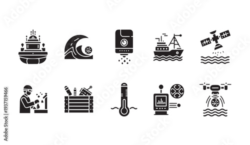 Modern technology and industry icons for business and innovation