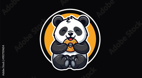 Cartoon panda character eating treat