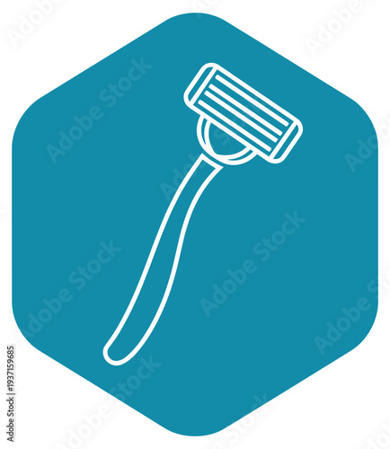 Shaving razor icon inside hexagon geometric badge modern grooming tool symbol minimal vector illustration for barber beauty and hygiene design
