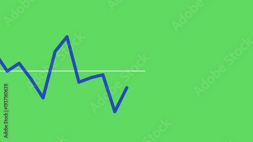Dynamic Blue Line Graph Illustrates Data Fluctuation on Green Screen