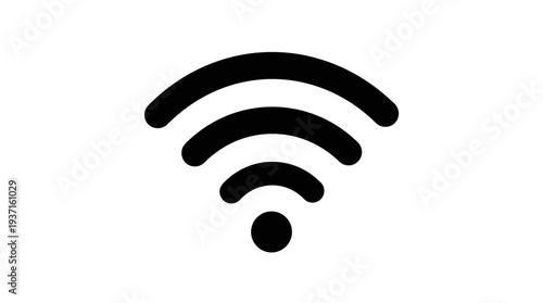 Simple black Wi-Fi symbol on white background.