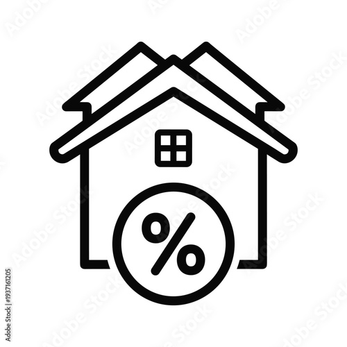 House icon with percentage symbol indicating financial or real estate investment concept