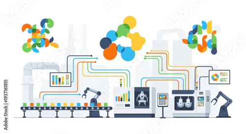 Industry 4.0 Smart Factory Automation: Robotics, AI, and Data Analytics in Modern Manufacturing Production Process