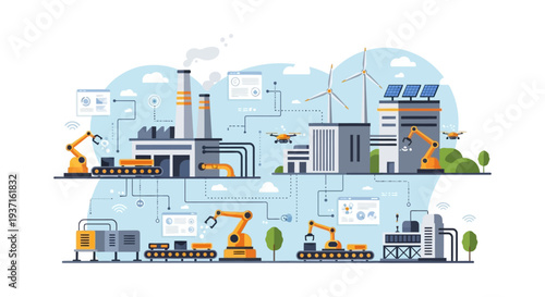 Industry 4.0 Smart Factory with Robotic Automation, IoT, and Renewable Energy for Sustainable Modern Manufacturing Process
