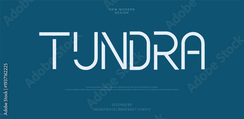 Tundra landscape with white text on blue background