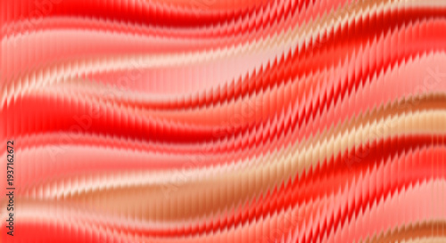 Red Coral and Peach Ribbed Wave Gradient with poster header banner design Glossy Light Refraction Modern Design Background