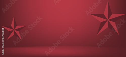 North Korea - national flag and gradient background - horizontal banner format - 3D illustration