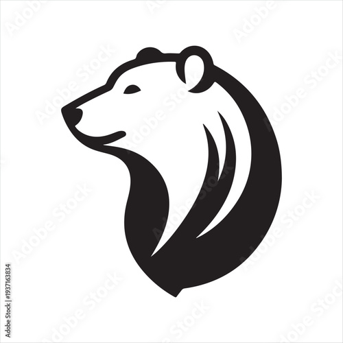 polar bear vector silhouette line art logo design concept  illustration idea