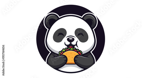 Cartoon panda eating taco illustration