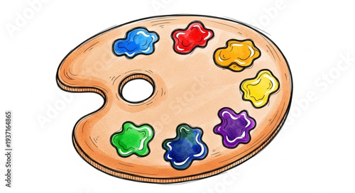 Colorful Artist Palette with Paints for Creativity.