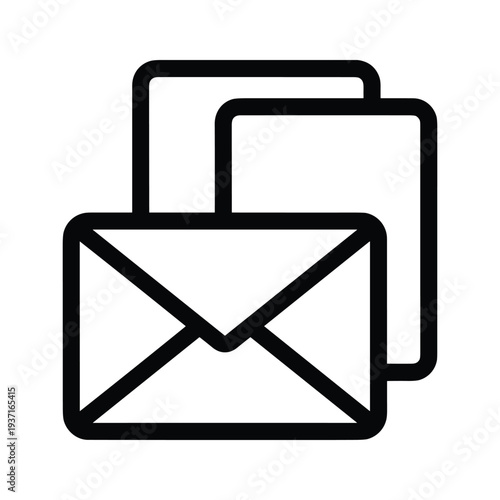 Email icon with attached documents symbolizing digital correspondence and file sharing