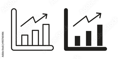 Chart histogram icon with editable stroke and solid design vectors