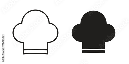 Chef hat icon with editable stroke and solid design vectors