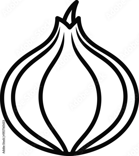 Onion outline icon simple line art vegetable illustration fresh organic food ingredient minimal black stroke vector design