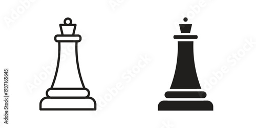 Chess queen icon with editable stroke and solid design vectors