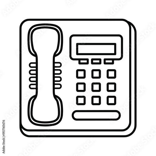 Retro landline telephone with integrated calculator design icon