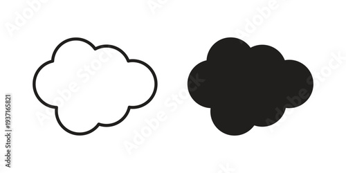Cloud icon with editable stroke and solid design vectors