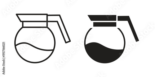 Coffee pot icon with editable stroke and solid design vectors