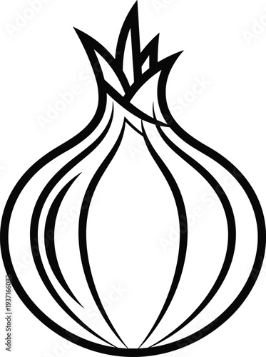 Onion line art icon minimal outline vegetable illustration fresh organic food ingredient simple black stroke vector design
