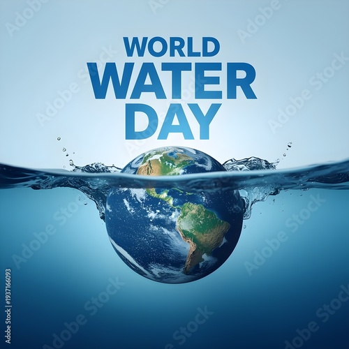 World water day poster with earth partially submerged in water