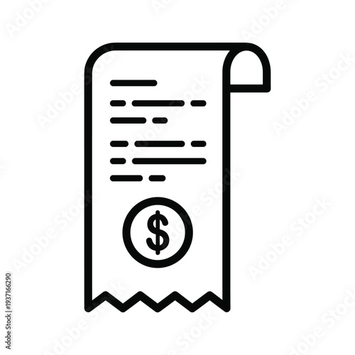 Icon of a receipt with a dollar sign indicating financial transaction