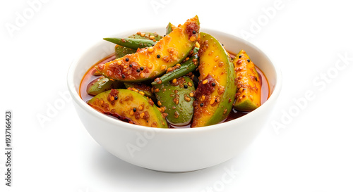 Wallpaper Mural A bowl of delicious indian style fried green mangoes with spices Torontodigital.ca