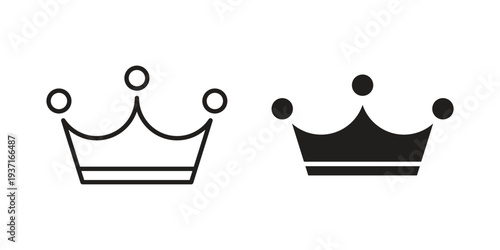 Crown icon with editable stroke and solid design vectors