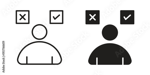 Decision icon with editable stroke and solid design vectors
