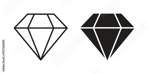 Diamond icon with editable stroke and solid design vectors
