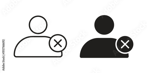 Delete user icon with editable stroke and solid design vectors