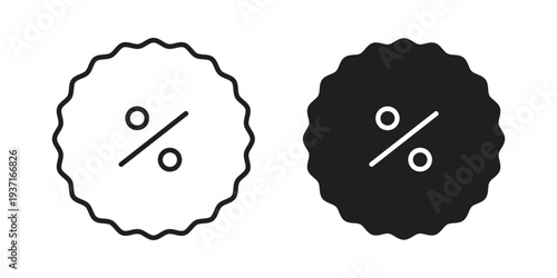 Discount icon with editable stroke and solid design vectors