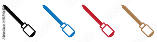 Set of four colorful scissors isolated on white background for craft and office use