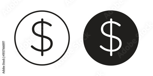 Dollar icon with editable stroke and solid design vectors