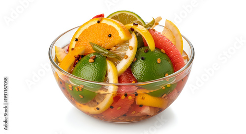 Wallpaper Mural Fresh fruit salad in a glass bowl on white background Torontodigital.ca