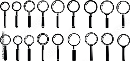 Collection of magnifying glasses in various sizes