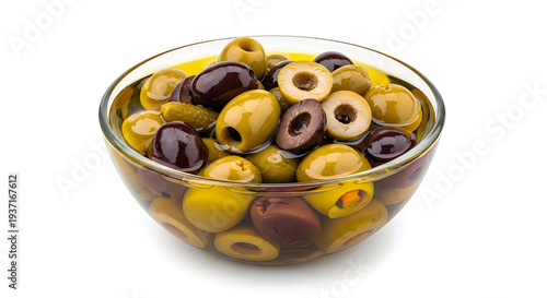 Wallpaper Mural A bowl of marinated olives on a white background Torontodigital.ca