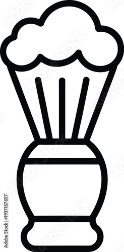 Black line art vector illustration of a shaving brush