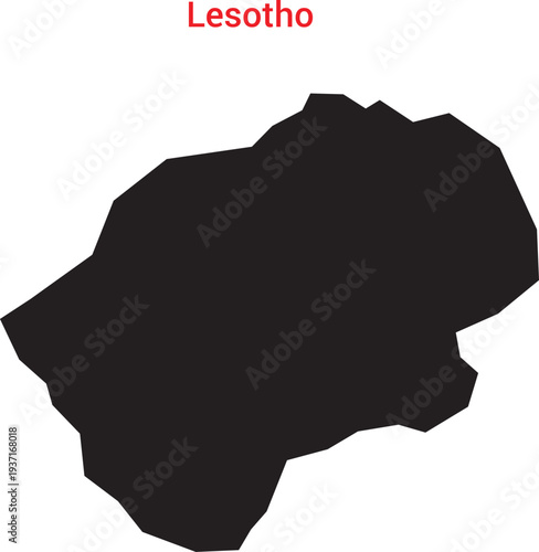Black silhouette of lesotho map