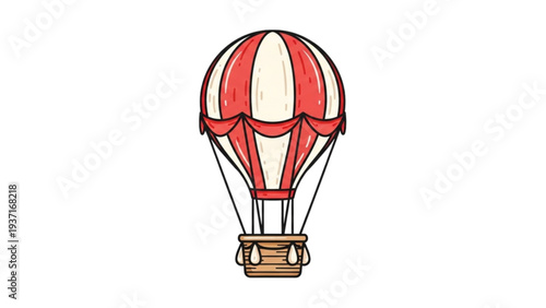 Hot air balloon illustration soaring high in clear sky