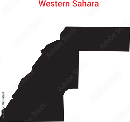 Map of western sahara country silhouette