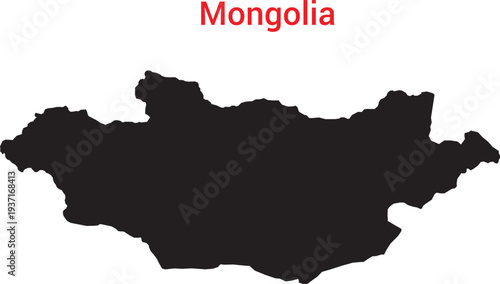 Black silhouette map of mongolia