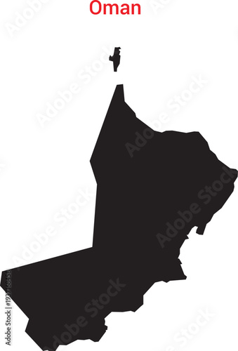 Silhouette map of oman on a for geographic designs