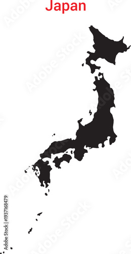 Silhouette map of japan on a for geographic designs