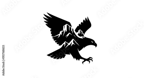 Canvastavla Eagle mountain silhouette vector graphic