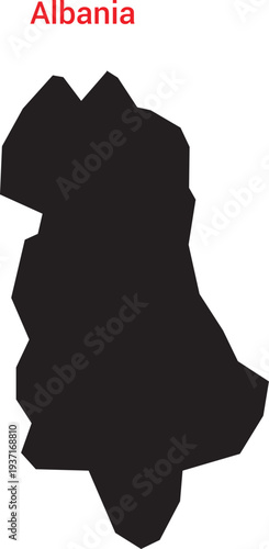 Albania map in black color on isolated for geography use