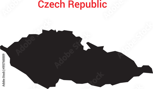 Black silhouette map of czech republic