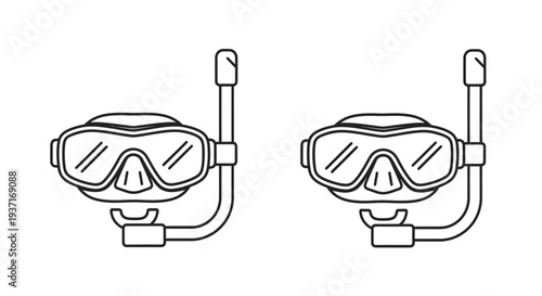 Diving masks and snorkels illustration on a clean background