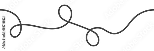 Thin curve line seamless pattern. Squiggle doodle pasta. Vector